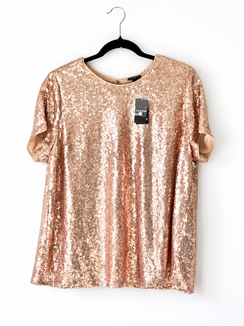 Torrid Abbey Champagne Rose Gold Sequin Top NWT Size 0 Large Party Holiday